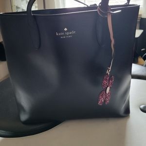 Kate Spade New Yorker Medium Tote Black with Charm Detail.